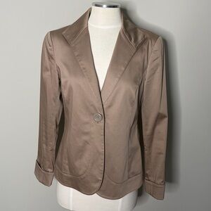 Lafayette 148 NY Tan Single-Button Blazer Jacket